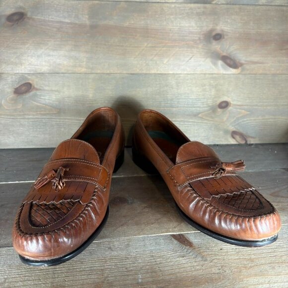 dexter mens size 10.5 wide shoes brown leather tasseled  slip on comfort loafers main image 7